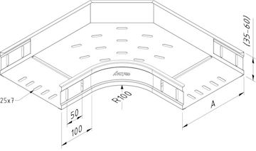 CT60-B90-100-PG Kabelbaan bocht