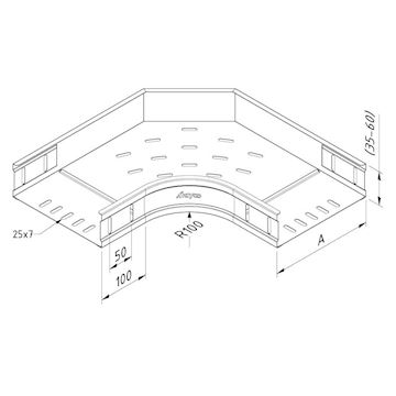 CT60-B90-300-PG Kabelbaan bocht