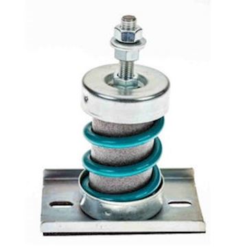 Cilindrische trillingsdemper + veer + voetplaat - 50 kg
