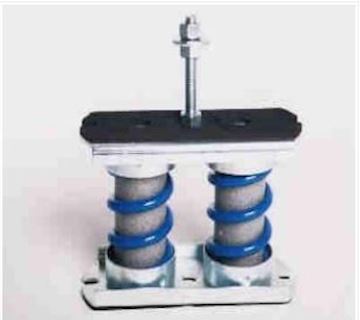 Cilindrische VRF trillingsdemper + 2xveer + voetplaat, 300kg