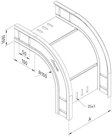 CT60-FB90-100-PG kabelbaan valbocht