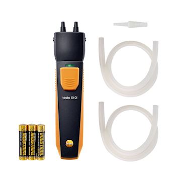 Testo 510 i luchtdrukverschilmeter - werkend op smartphone